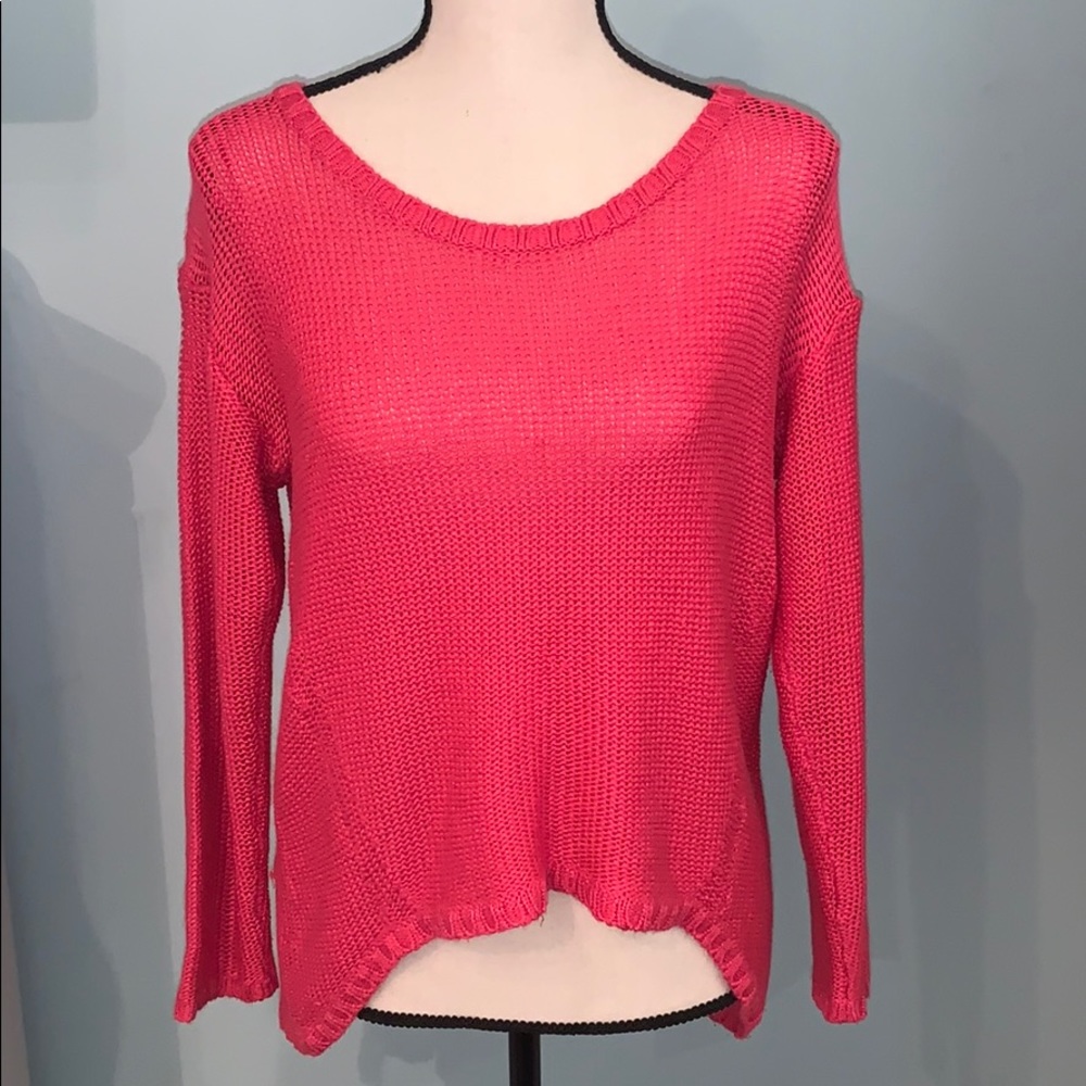 RAZZLE DAZZLE HOT PINK FRONT CROPPED SWEATER